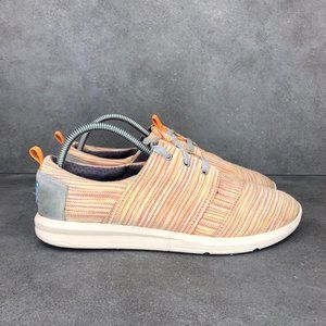 Toms Del Rey Canvas Sneaker Shoes, Orange Stripe, Women's 9